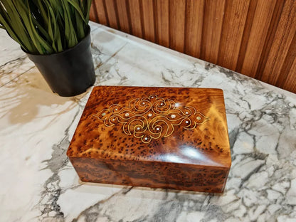 Small burl wooden box Organizer Keepsake Storage Box