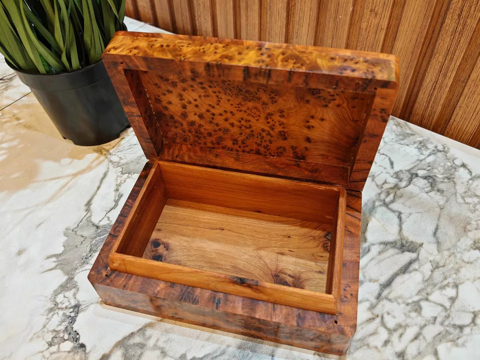 Small burl wooden box Organizer Keepsake Storage Box