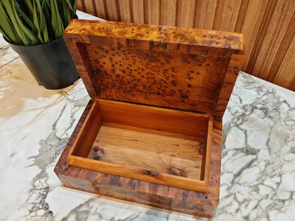 Small burl wooden box Organizer Keepsake Storage Box