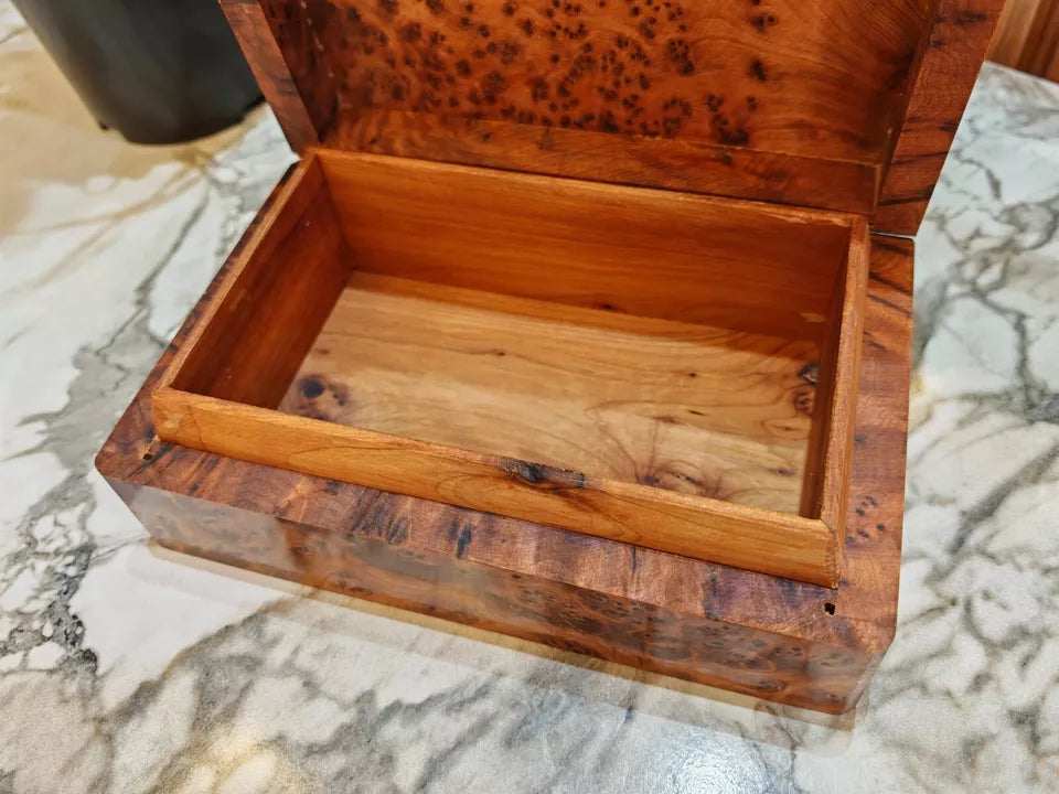 Small burl wooden box Organizer Keepsake Storage Box