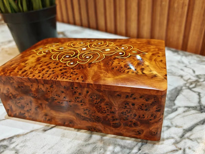 Small burl wooden box Organizer Keepsake Storage Box