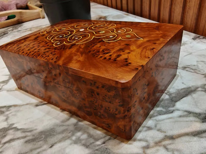 Small burl wooden box Organizer Keepsake Storage Box