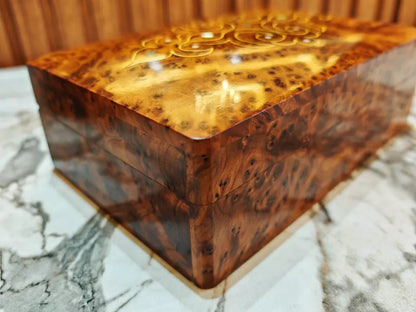 Small burl wooden box Organizer Keepsake Storage Box