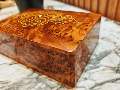 Small burl wooden box Organizer Keepsake Storage Box