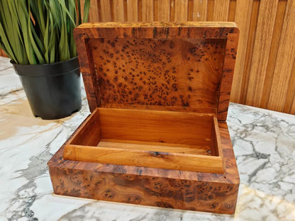 Small burl wooden box Organizer Keepsake Storage Box