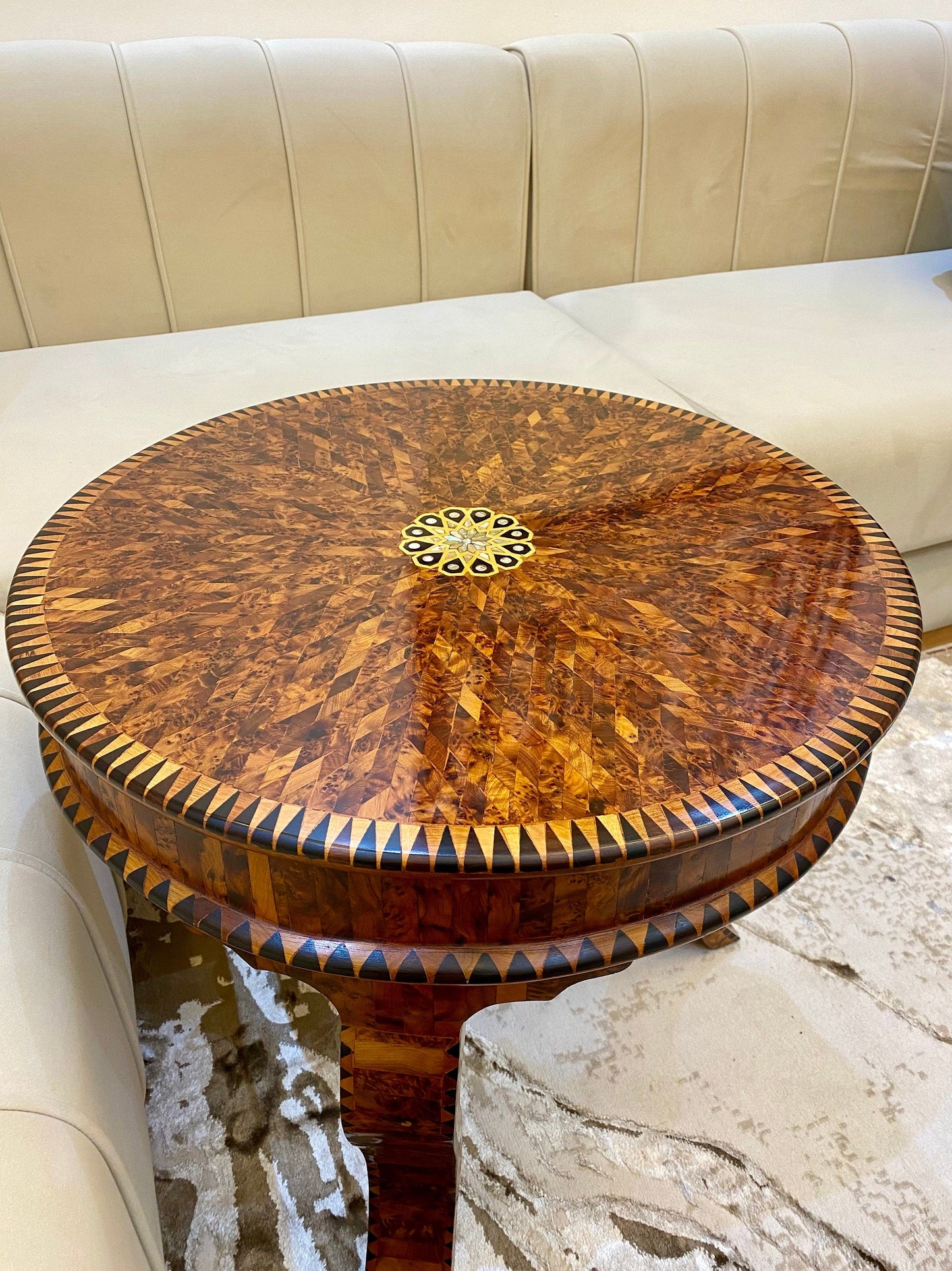 Round Coffee Table Antique Handcrafted table