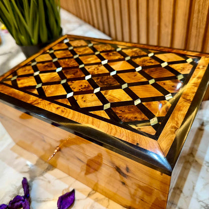 Thuya Wood Jewelry Box Handcrafted Moroccan Artistry