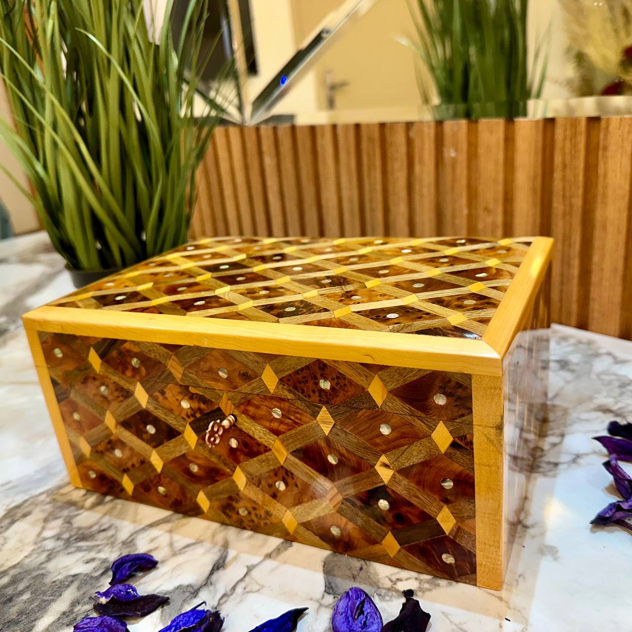 Decorative wooden box organizer Inlaid with Mother of Pearl