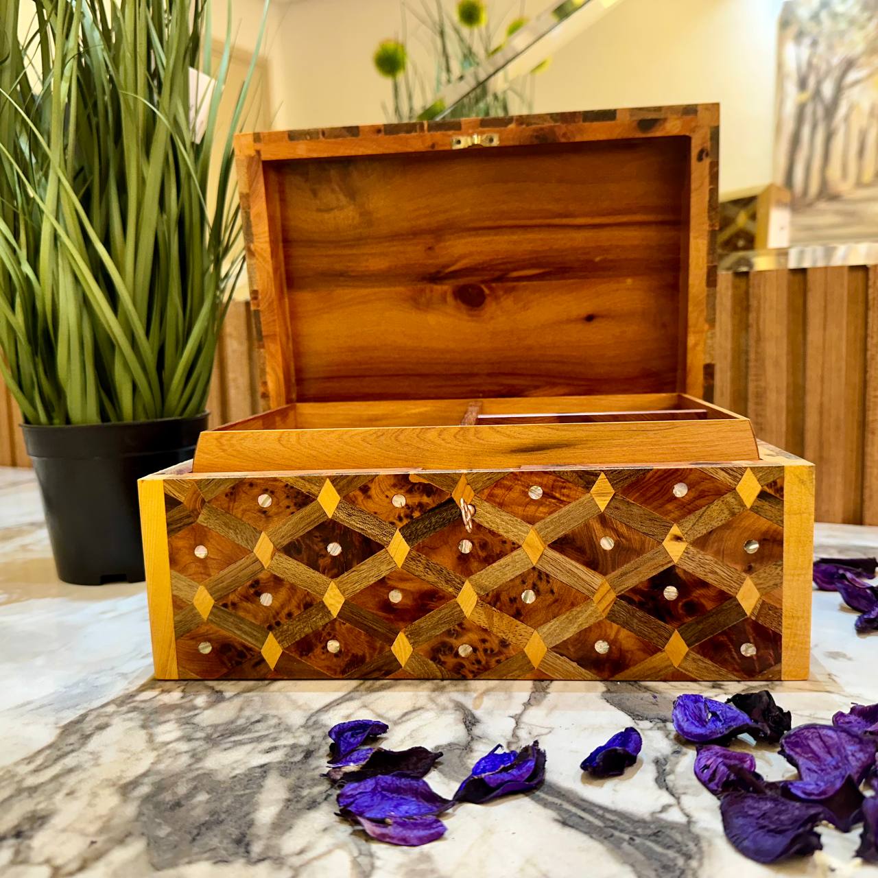 Decorative wooden box organizer Inlaid with Mother of Pearl